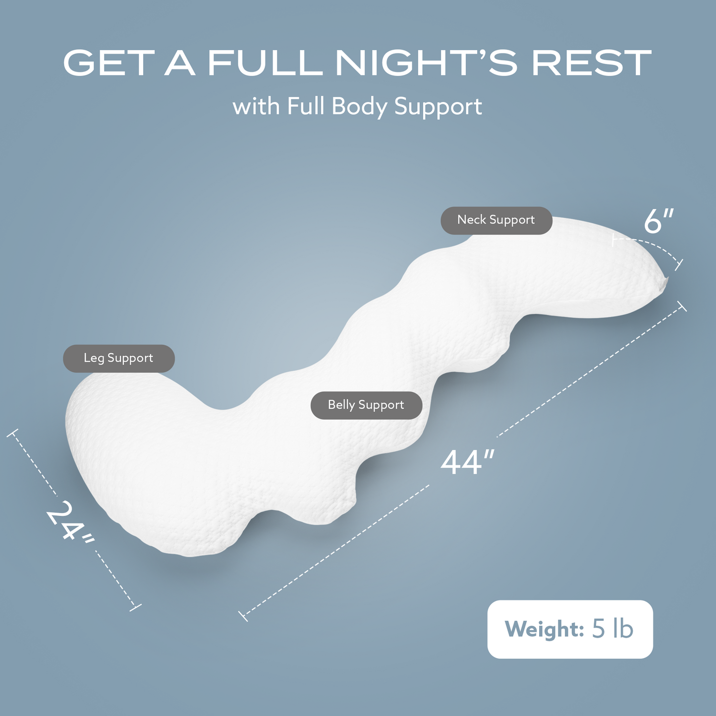 PT Pro Caterpillar Comfort Pillow – Ergonomic Full Body Maternity Support for Side Sleepers