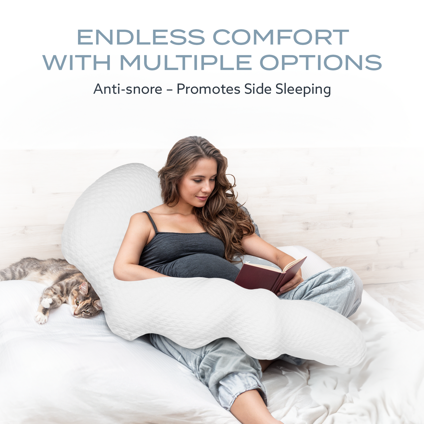 PT Pro Caterpillar Comfort Pillow – Ergonomic Full Body Maternity Support for Side Sleepers