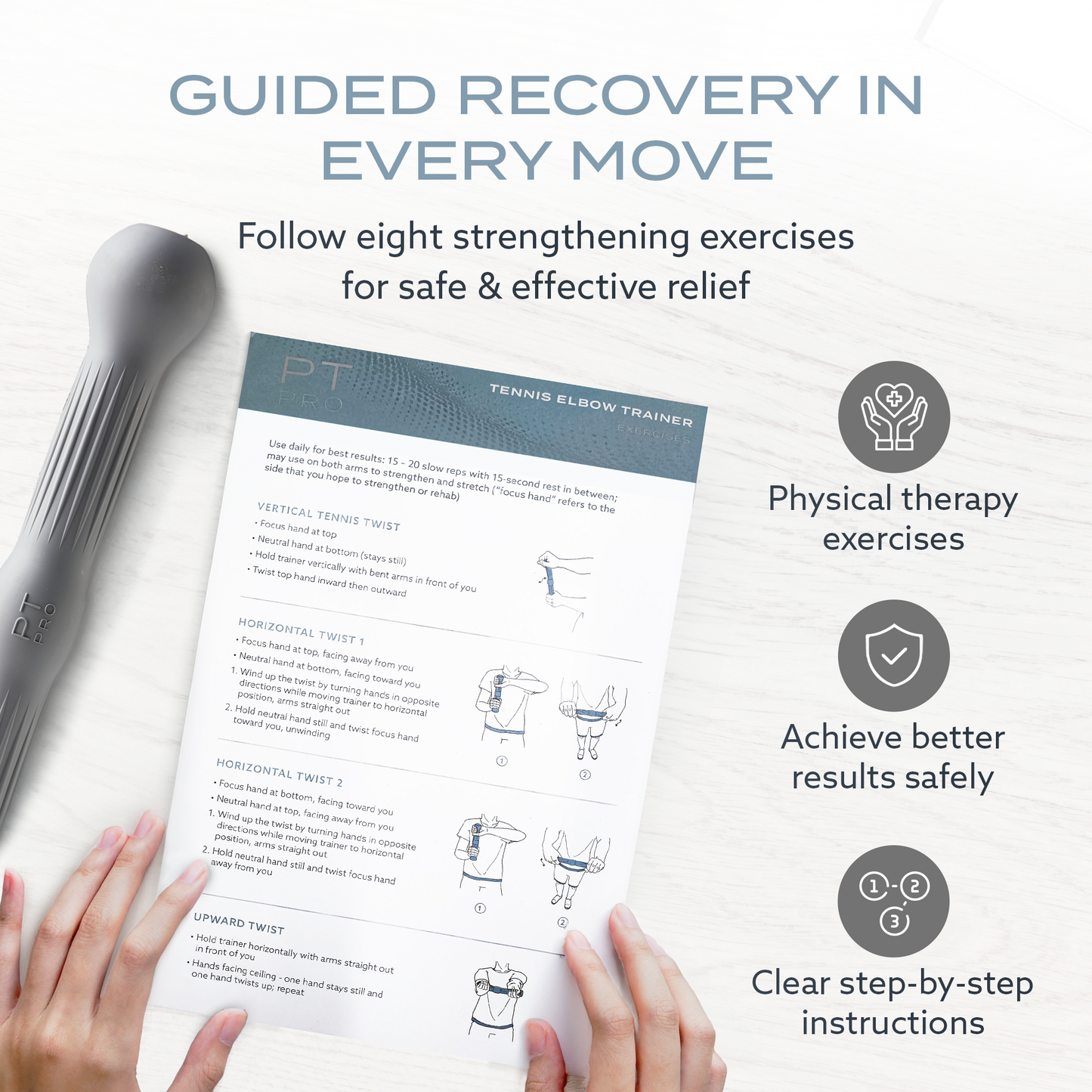 PT Pro Tennis Elbow Trainer – Resistance Bar for Elbow Pain Relief and Grip Strengthening